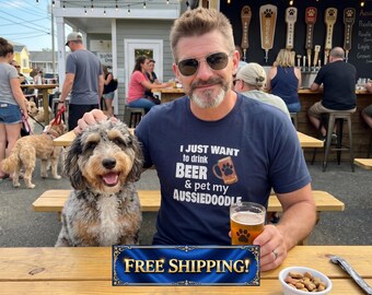 Chemise Aussiedoodle, chemise pour papa chien Aussiedoodle, t-shirt pour chien bière drôle, cadeau fête des pères pour papa chien
