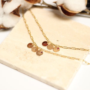 Paperclip Bold Gold Chain Bracelet con Swarovski Birthstone Charms Handcraft Bracelet para ella para el mejor regalo personalizado para ella