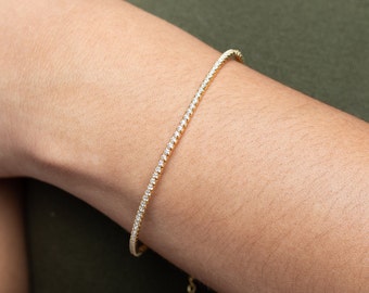Brazalete de tenis con diamantes Brazalete de oro • Perfecto para usar todos los días El mejor regalo para ella