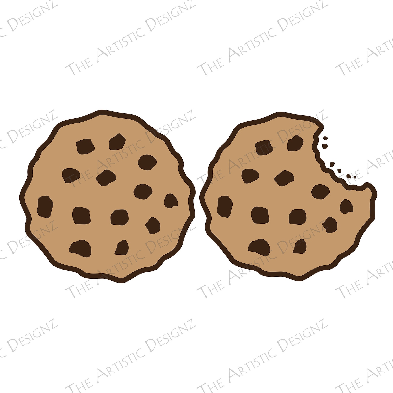Cookies SVG Chocolate Chip Cookies SVG Silhouette Vector - Etsy Australia