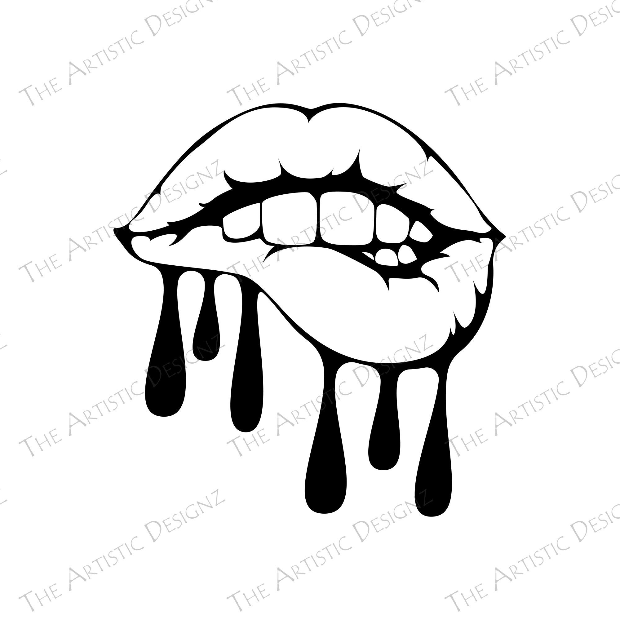Dripping Lips SVG Lips SVG Silhouette Vector Cut File Etsy