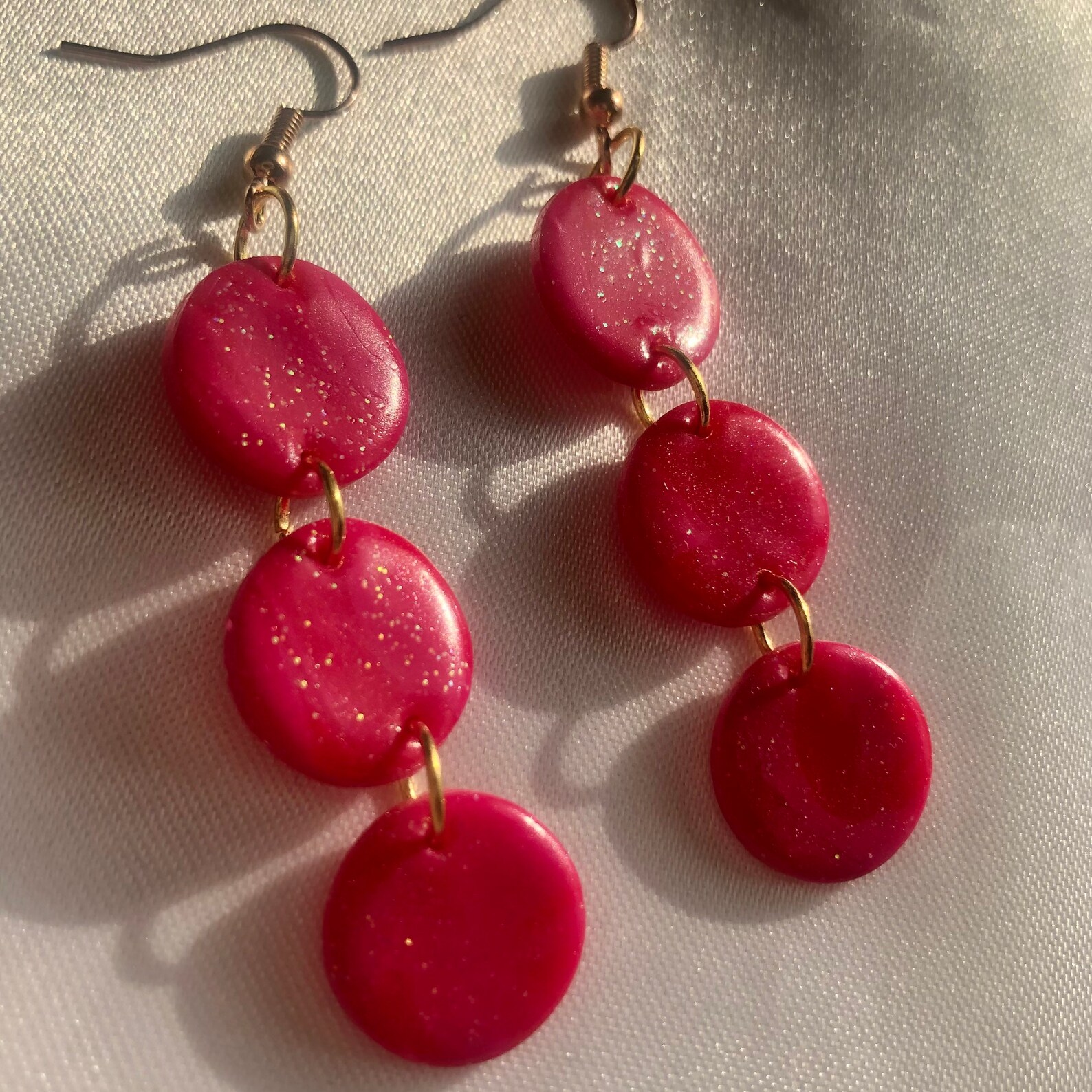 Barbie Pink Mini Circle Drop Earrings Pink Glitter Polymer - Etsy 日本