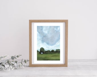 Peaceful Cottage Print | Watercolour Art | Watercolour Landscape Painting | Watercolour illustration | Cottage Painting