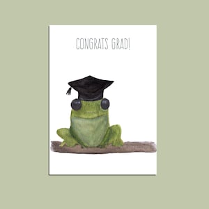 carte de fin d'études | Cartes de félicitations | Aquarelle | Cartes Animaux | Cartes Grenouille | Carte mignonne et drôle | Diplômé