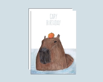 Capybara Birthday Card | Capybara | Punny Cards | Cute Birthday Cards | Watercolour Card | Animal Cards | Funny Cards