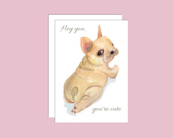 Cute Dog Card |  Punny Cards | Cute Dog | Card for Dog Lovers | Pug Love | Cute Card | Greeting Cards | Watercolor Card | Card for Friends