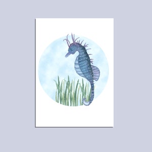 Seepferdchen Karte | Aquarell Karte | Grußkarte | Karte für jeden Anlass | Seepferdchen | Niedliche Karte | Geburtstagskarte