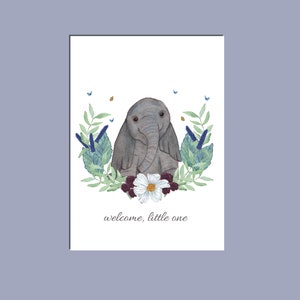 Tarjeta de bebé / Tarjeta de baby shower / Tarjetas de bebé lindas / Tarjeta de recién nacido / Tarjeta para bebé / Tarjeta de acuarela / Tarjeta de elefante / Bienvenido pequeño