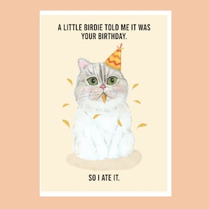 Cute Birthday Cards | Watercolour Cat Card | Birthday Card | Funny Cat | Cute Animal Card | Cute Cards | Handmade Card