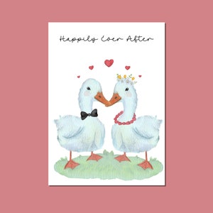 Aquarelle | Canards mignons | carte de mariage aquarelle | Carte de mariage | Carte de félicitations | Animaux mignons | Carte de mariage personnalisée