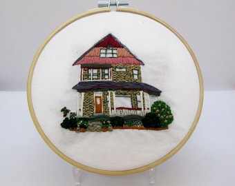 Custom Home Building Embroidery Art Gift