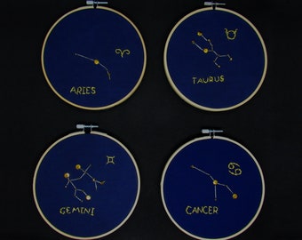 Astrology Horoscope Embroidery Hanging Zodiac Gift