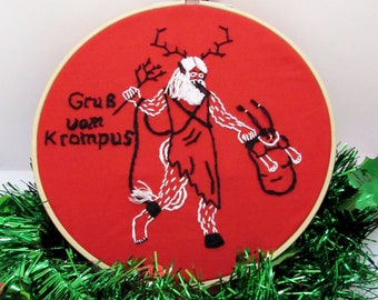 Krampus Yule Embroidery Wall Art Gift
