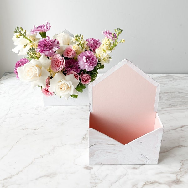 Marble Envelope Shaped Flower & Gift Boxes, Marble Box, Gift Box, Flower Box, Envelope, Flower Arrangement, Christmas Box, Holiday Gift