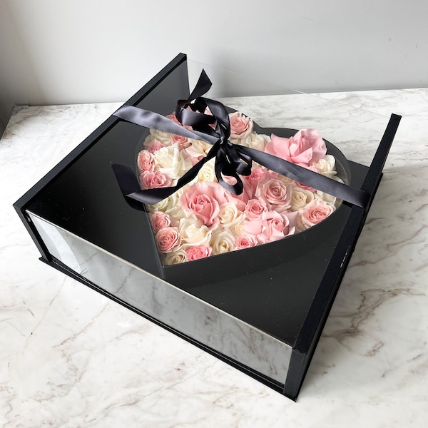 Large Luxury Heart Box, Acrylic Gift Box, Acrylic Heart, Heart Gift Box, Gift Box, Flower Box, Floral Box, Heart Box, Proposal,Special Event