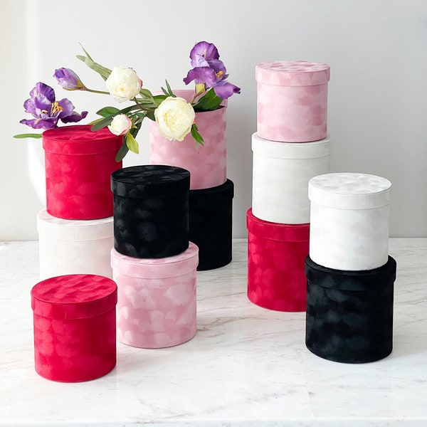 Cylinder Velvet Boxes,Gift Box,Flower Box,Round Gift Box,For Her,Gifts,Events,Event Decor,Gift Box,Wedding Favour,Christmas Box,Holiday Gift