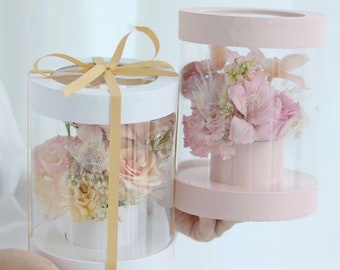 Cylinder Clear Flower & Gift Box, Round Box, Flower Box, Hat Box, Round Gift Box, Holiday Gift, Gift Box, Flower Box,Christmas Box,Christmas