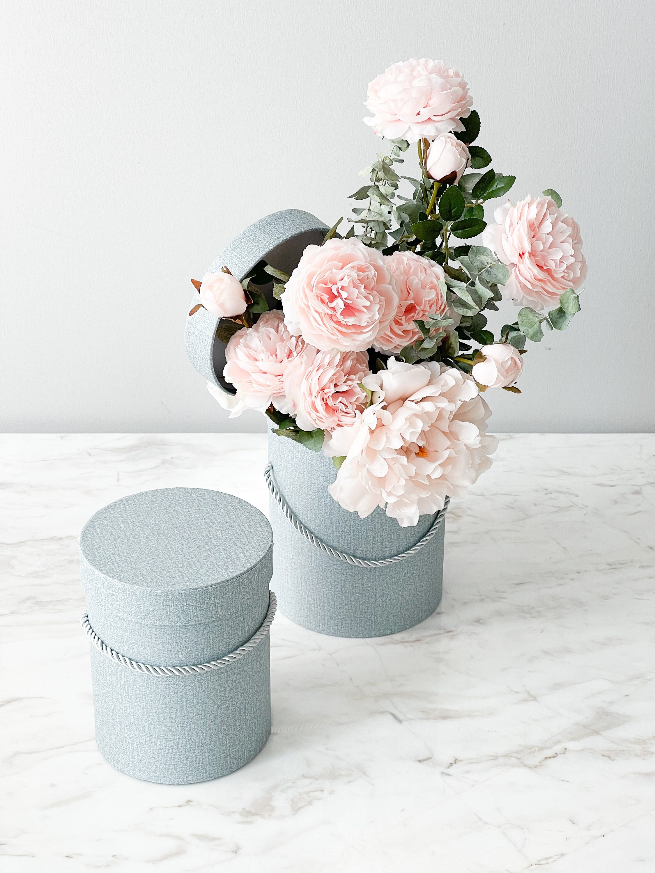 Round Flower & Gift Boxes Coloured Boxes Gift Box Flower Etsy