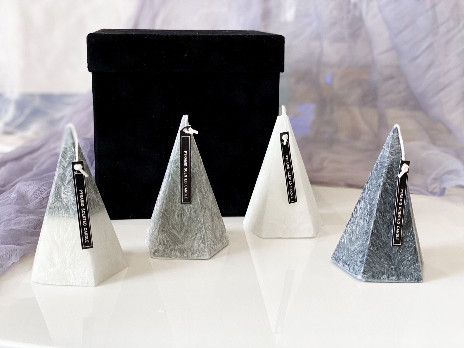 Frosted Flower Scented Triangle Candle Scented Candles Etsy Nederland