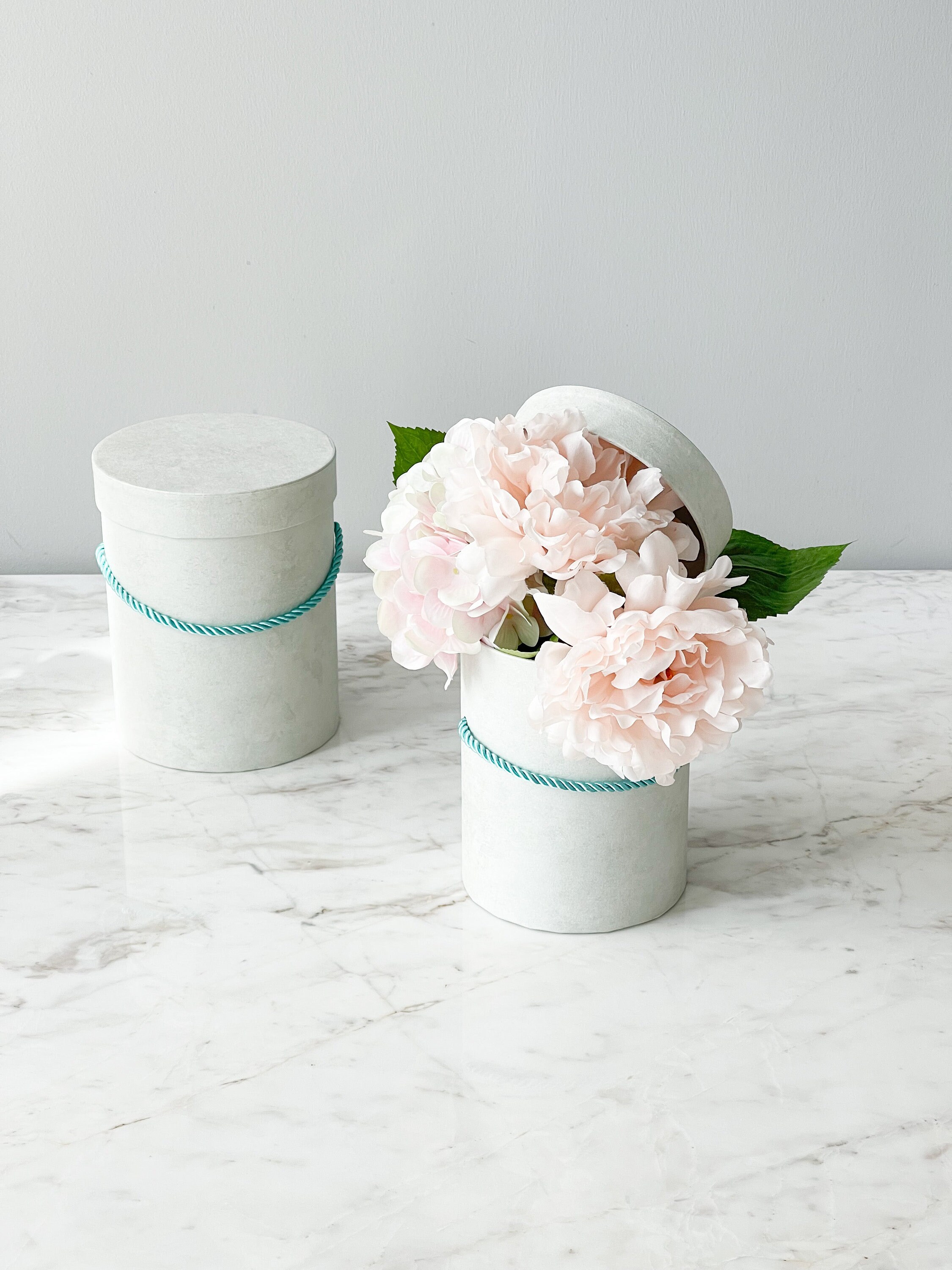 Round Flower & Gift Boxes Coloured Boxes Gift Box Flower Etsy