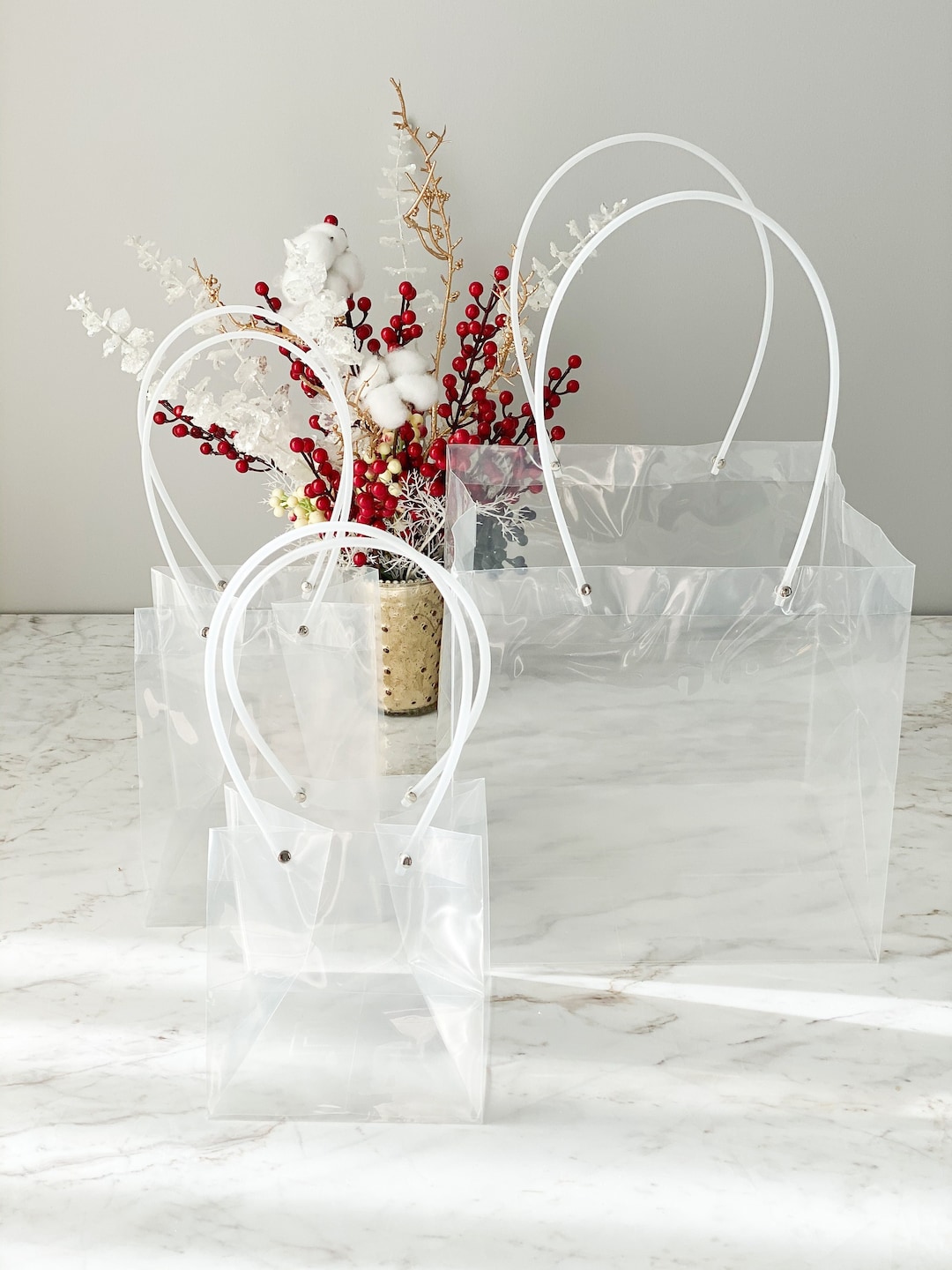 Transparent Waterproof Plastic Flower Bouquet Bag, Single Rose