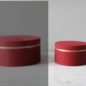 Round Velvet Box, Gift Box, Velvet Box, Textured Velvet, Round Gift Box, Flower Box,Packaging Box,Event Decor, Gifts, Christmas Box, Holiday Red Medium