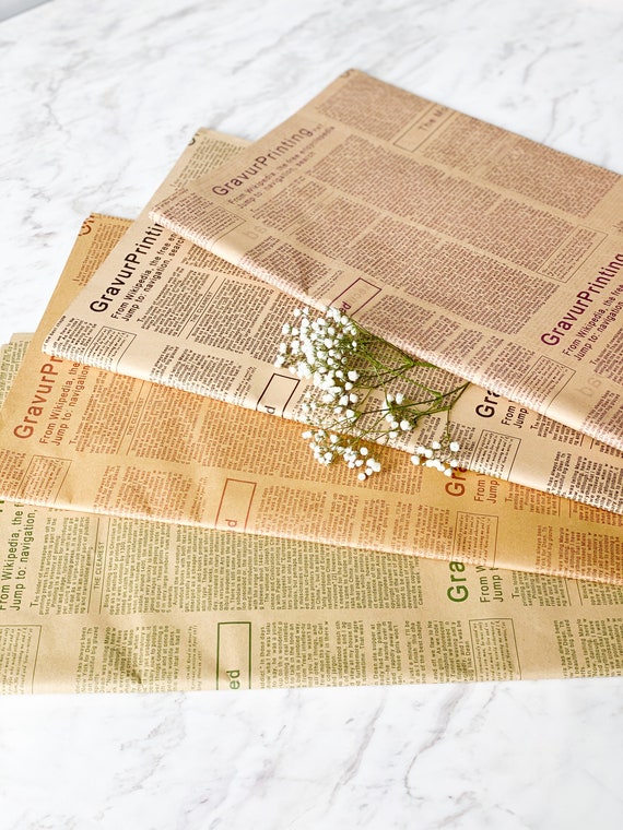 Vintage Wrapping Papers, Kraft Wrapping Papers, Newsletter Wrapping  Paper,flower Bouquet,gift Wrapping,holiday Gift,christmas Gift,christmas 