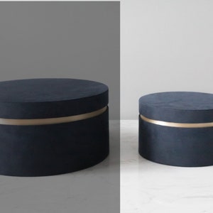 Round Velvet Box, Gift Box, Velvet Box, Textured Velvet, Round Gift Box, Flower Box,Packaging Box,Event Decor, Gifts, Christmas Box, Holiday Navy Medium