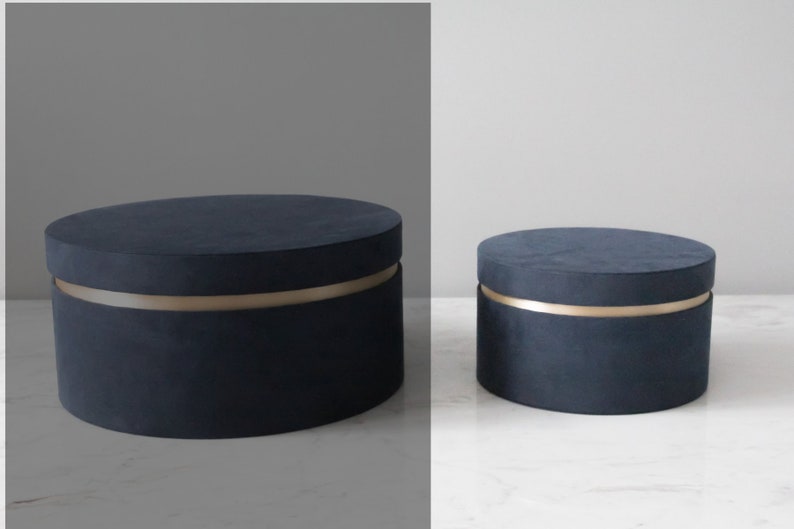 Round Velvet Box, Gift Box, Velvet Box, Textured Velvet, Round Gift Box, Flower Box,Packaging Box,Event Decor, Gifts, Christmas Box, Holiday Navy Medium