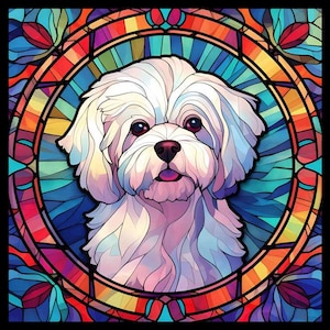 25 Top Dog Breeds Stained Glass Pattern Sublimation Design, Printable Digital Clip Art, Instant Download, 12in x 12in 300dpi image 8