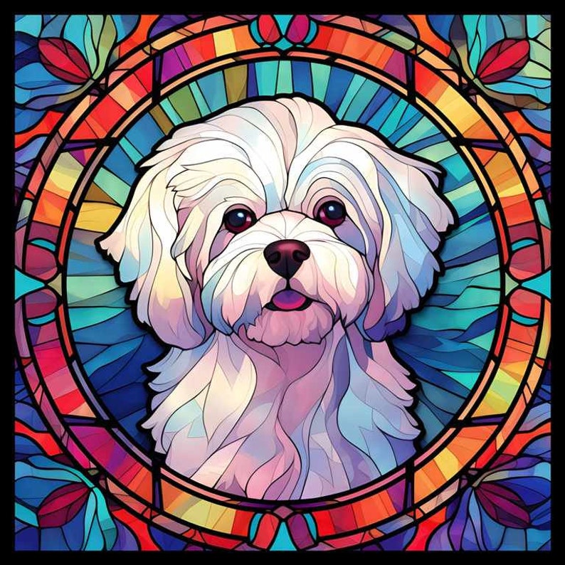 25 Top Dog Breeds Stained Glass Pattern Sublimation Design, Printable Digital Clip Art, Instant Download, 12in x 12in 300dpi image 8