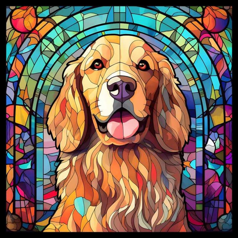 25 Top Dog Breeds Stained Glass Pattern Sublimation Design, Printable Digital Clip Art, Instant Download, 12in x 12in 300dpi image 10
