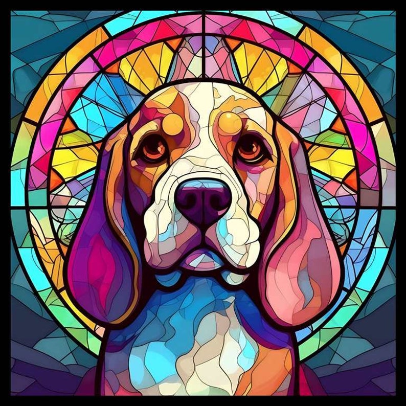 25 Top Dog Breeds Stained Glass Pattern Sublimation Design, Printable Digital Clip Art, Instant Download, 12in x 12in 300dpi image 5