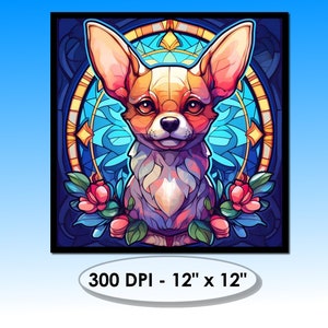 25 Top Dog Breeds Stained Glass Pattern Sublimation Design, Printable Digital Clip Art, Instant Download, 12in x 12in 300dpi image 2