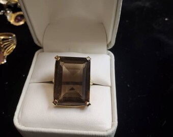 Octagon Smoky Quartz 925 Sterling Silver Women RingOctober Birthstone RingWomen Simple RingGift For HerOctagon Smoky Quartz Bridal Ring