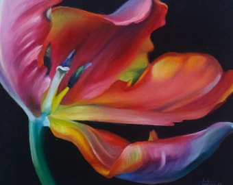 L'attraente, tulipano, arte floreale, fiore, tela, pittura, pittura