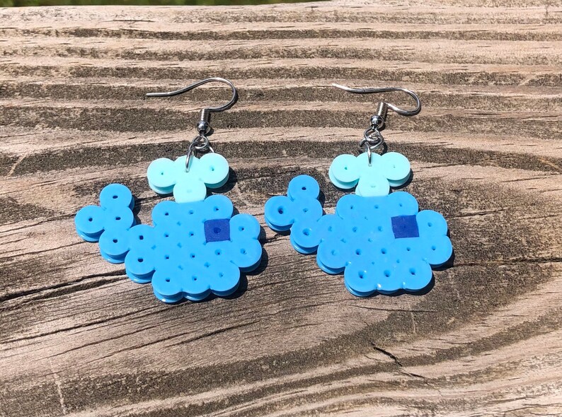 Handmade Whale Perler Bead Dangle Earrings Etsy