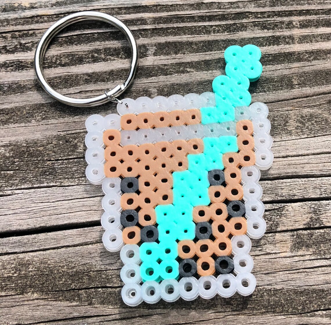 Boba Tea Perler Bead Keychain Etsy