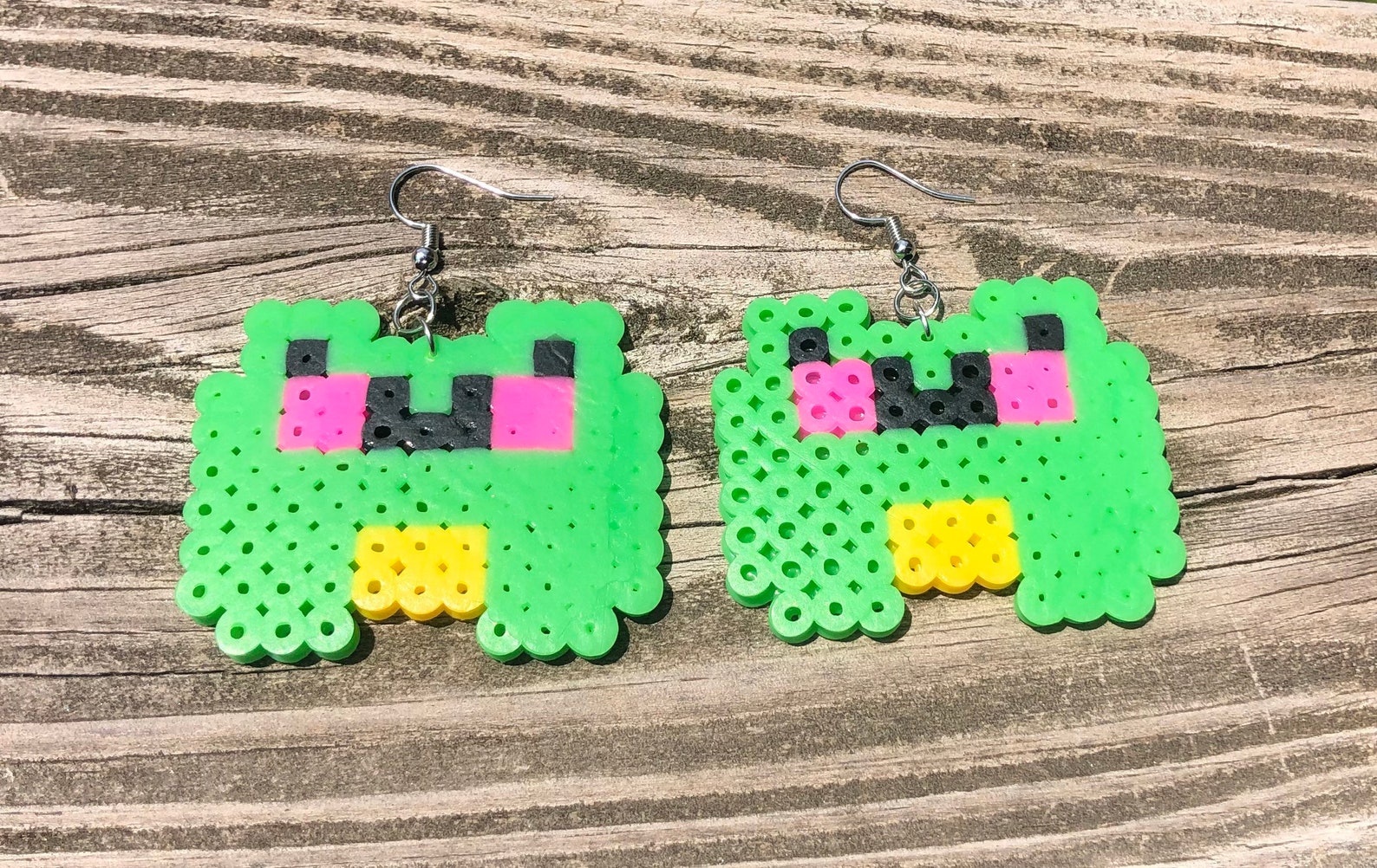 Frog Perler Bead Dangle Earrings Etsy