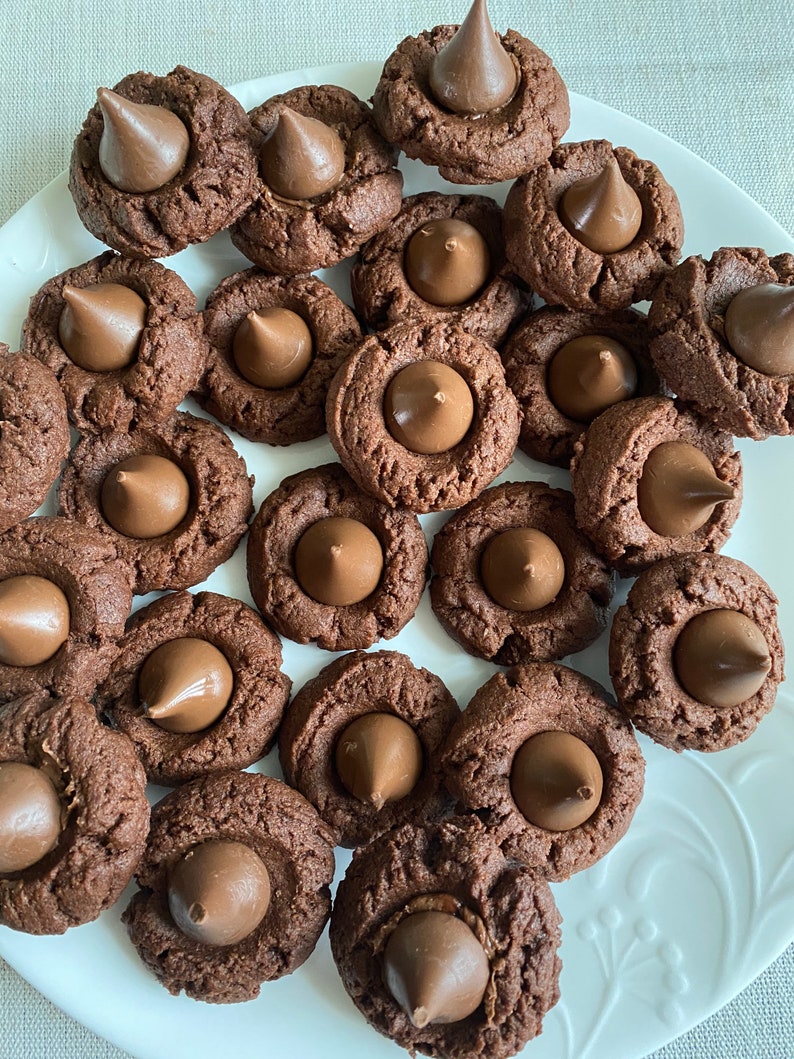 Chocolate Hershey Kiss Thumbprint Cookies Etsy