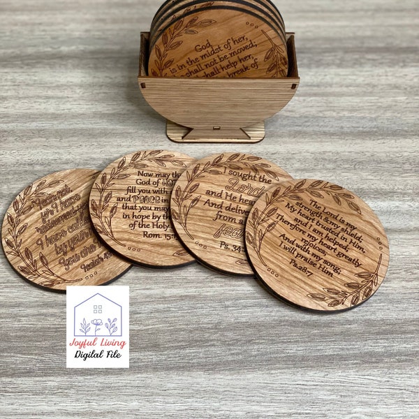 Wood coasters, bible verse, home accessory, svg