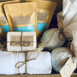 MENS BATH BOMB gift set hamper Personalised gifts for men Relaxing bath salts & soap Happy Anniversary Get well soon mans present vegan Spa