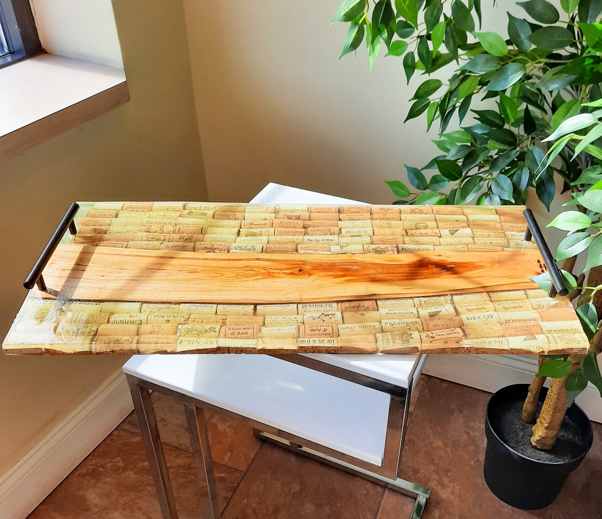 Charcuterie Board Wine Cork Board Wine Cork and Epoxy Tray Etsy