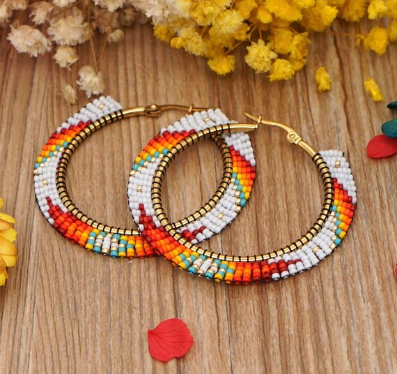 Etsy beaded hoop earrings online