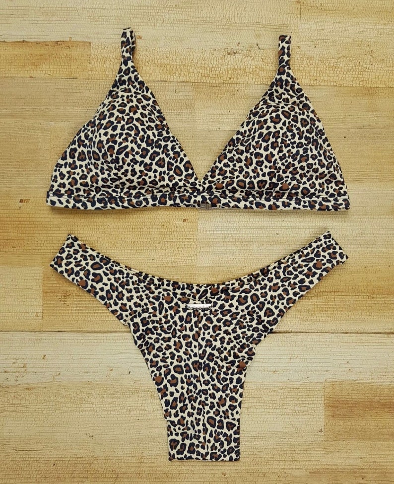 soft high quality fabric Leopard bikini  Brazilian bikini set  animal print semi thong bottom and adjustable top with removable padding