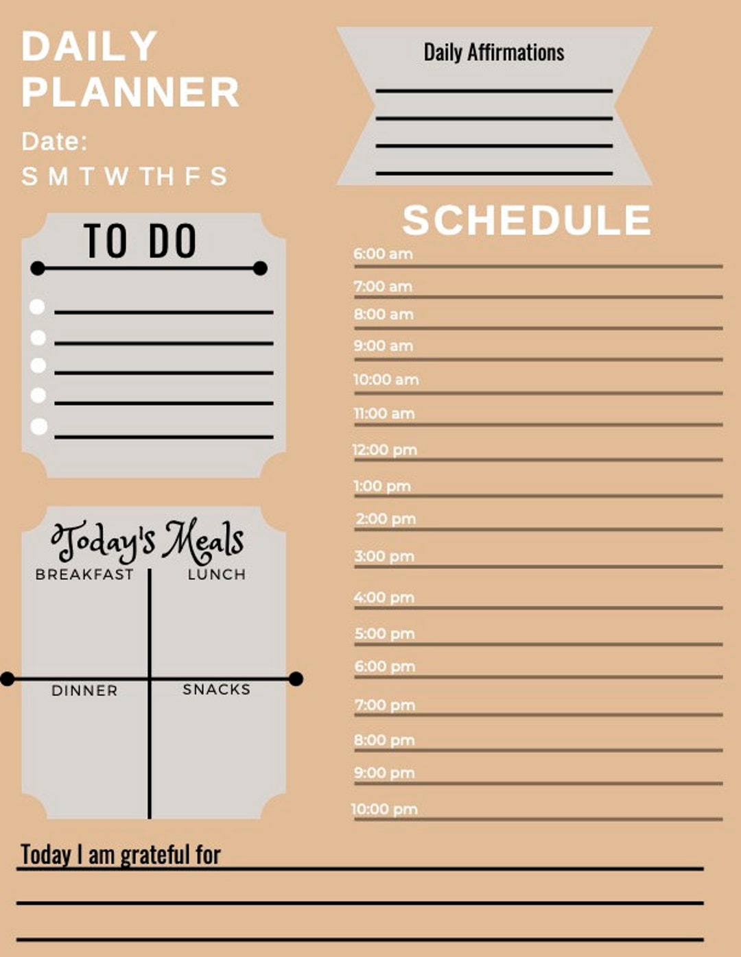 Peach Daily Planner - Etsy