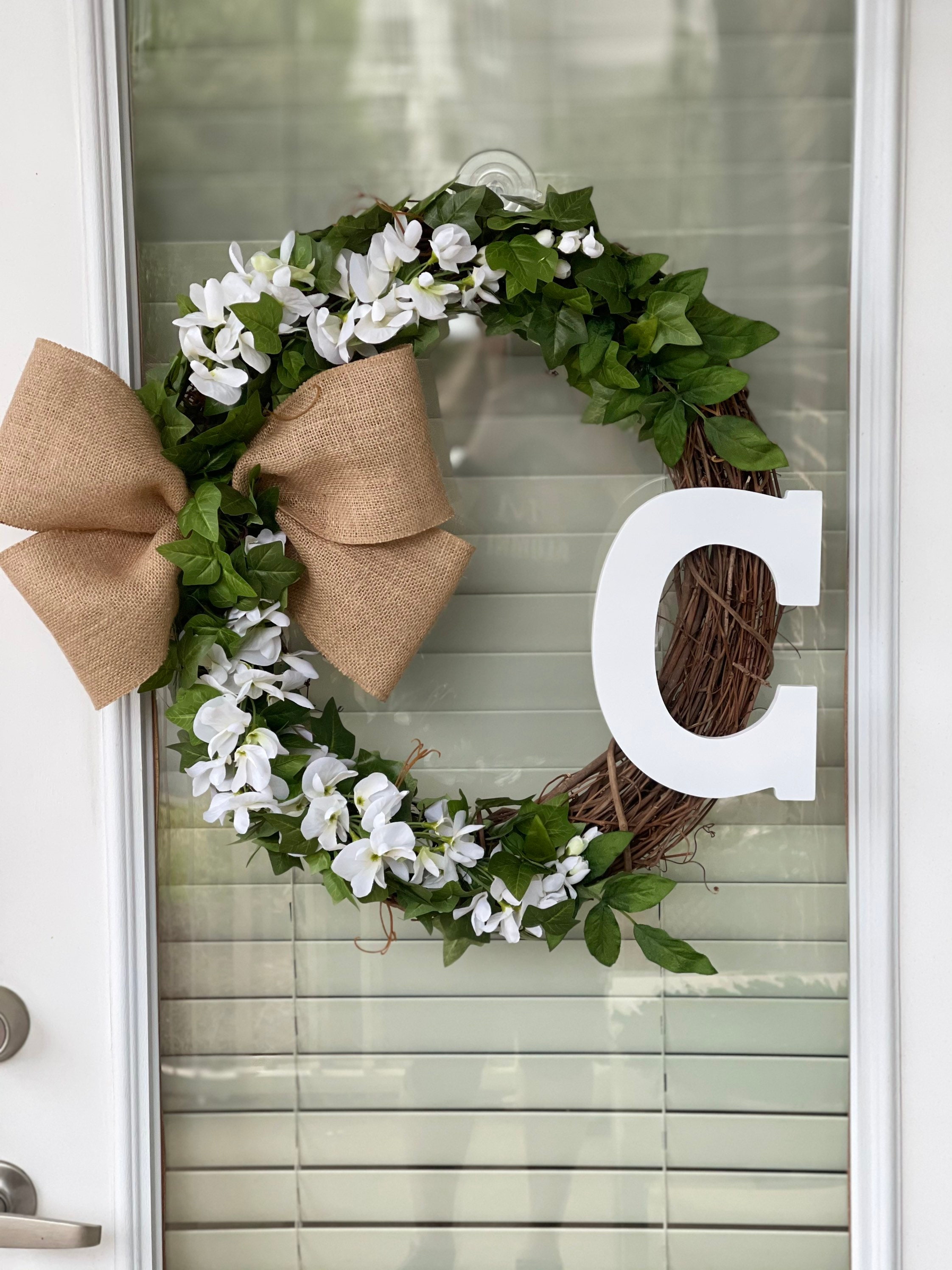 Monogram Initial letter wreath Etsy