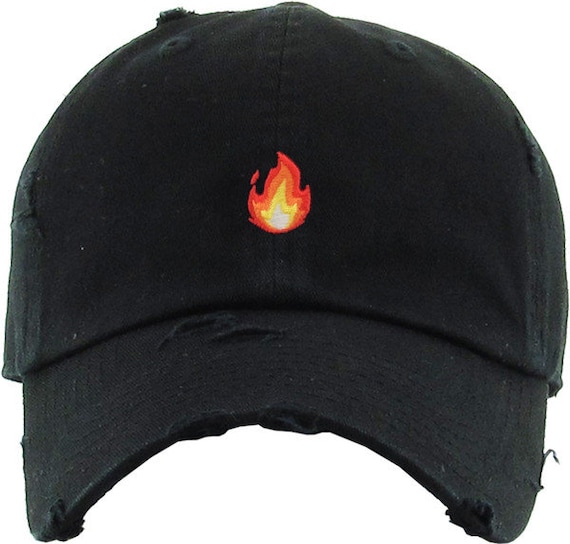 Flame Emoji Embroidered Vintage Dad Hat 