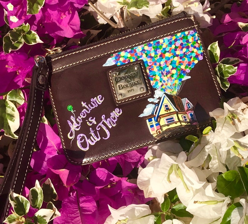 Custom Hand Painted UP Adventure Is Out There Dooney /& Bourke Wristlet Wallet Disney accessory womens fashion