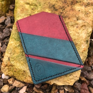Cartera de tarjeta minimalista de cuero, tarjetero, hecho a mano, Pueblo Leather, regalos para él, Día del Padre, Regalo para papá
